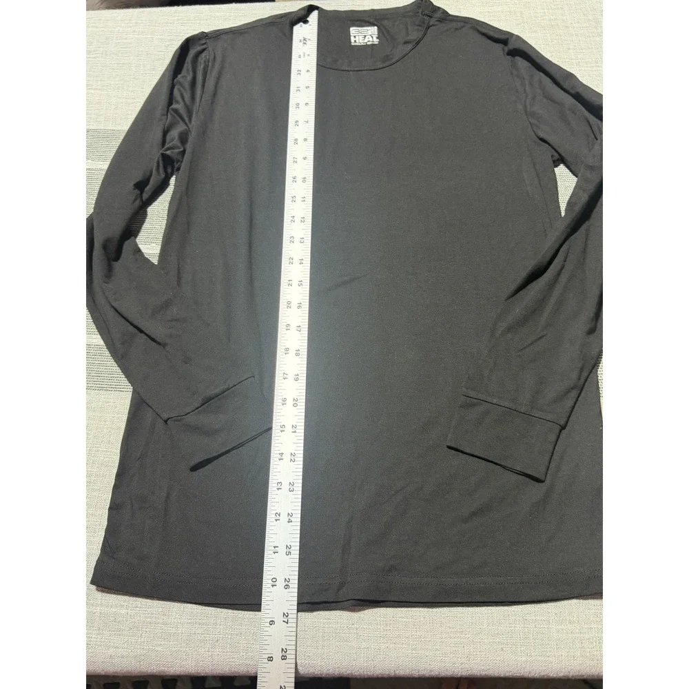 32 Degrees Heat Mens Small Black Thermal Base Layer Long Sleeve Shirt Crew Neck